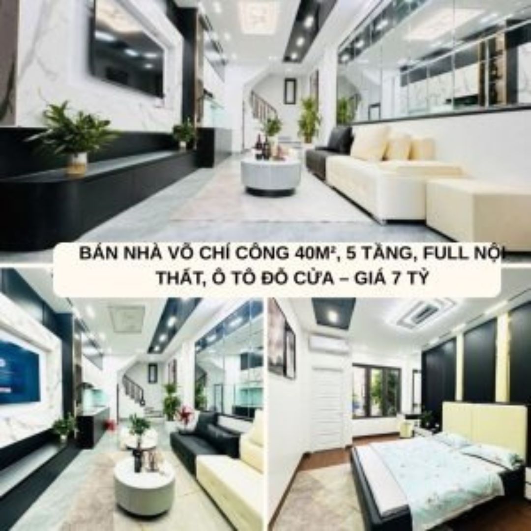 BÁN NHÀ VÕ CHÍ CÔNG 40M², 5 TẦNG, FULL NỘI THẤT, Ô TÔ ĐỖ CỬA – GIÁ 7 TỶ