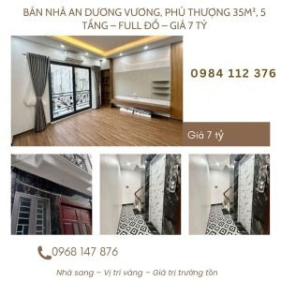 Bán nhà An Dương Vương, Phú Thượng 35m², 5 tầng – Full đồ – Giá 7 tỷ