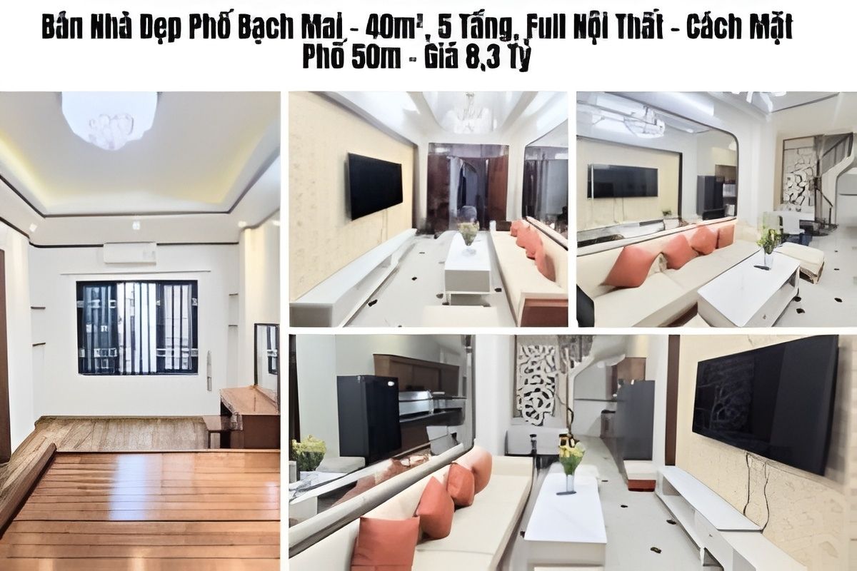 Bán Nhà Đẹp Phố Bạch Mai – 40m², 5 Tầng, Full Nội Thất – Cách Mặt Phố 50m – Giá 8,3 Tỷ