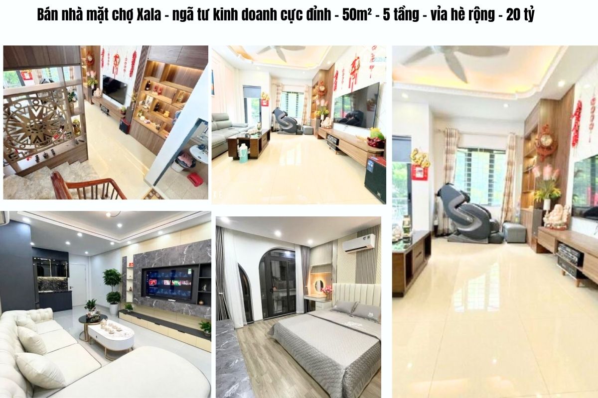 Bán nhà mặt chợ Xala – ngã tư kinh doanh cực đỉnh – 50m² – 5 tầng – vỉa hè rộng – 20 tỷ