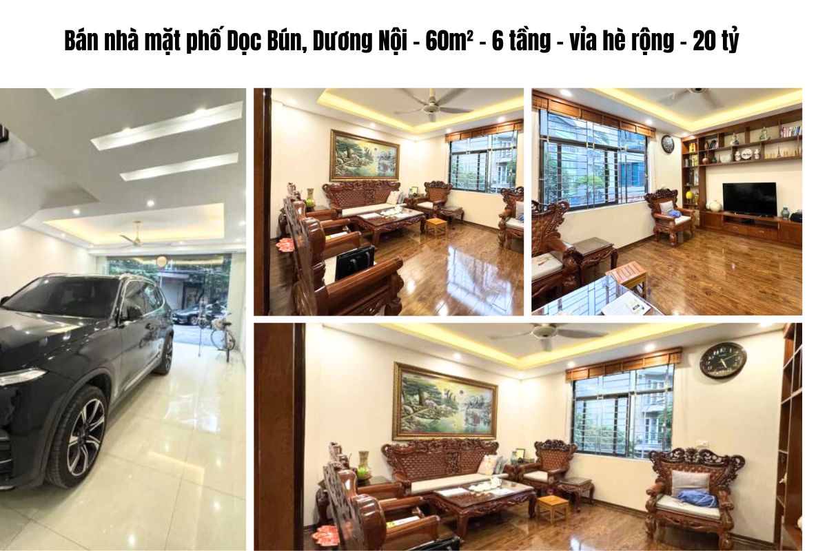 Bán nhà mặt phố Dọc Bún, Dương Nội – 60m² – 6 tầng – vỉa hè rộng – 20 tỷ