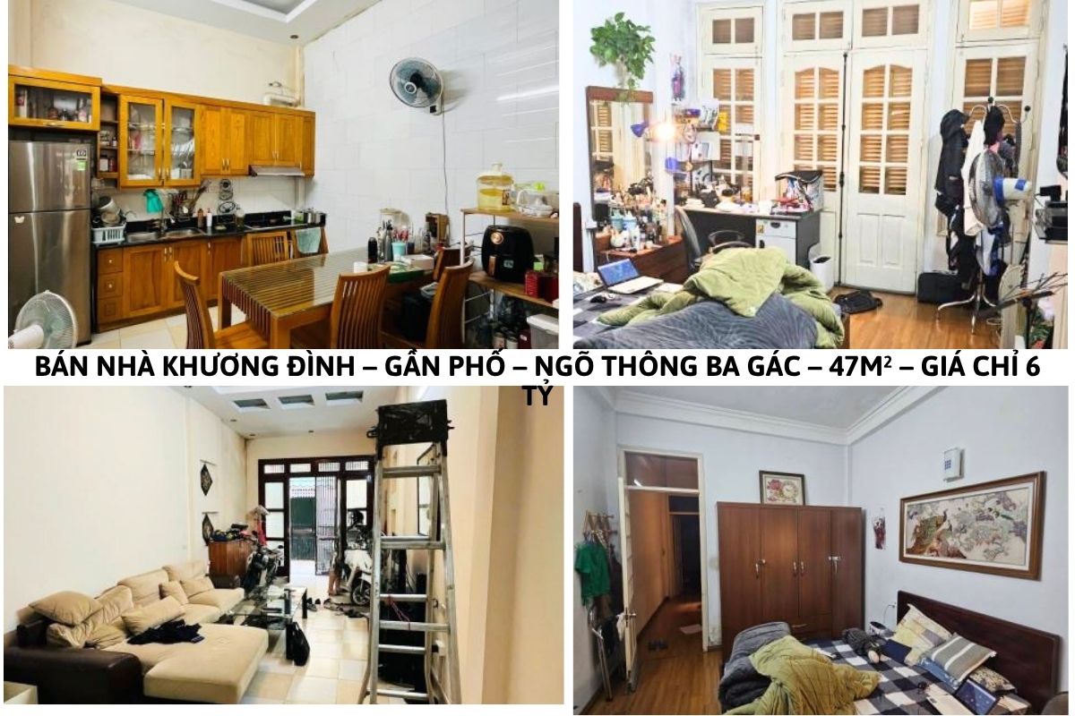BÁN NHÀ KHƯƠNG ĐÌNH – GẦN PHỐ – NGÕ THÔNG BA GÁC – 47M² – GIÁ CHỈ 6 TỶ