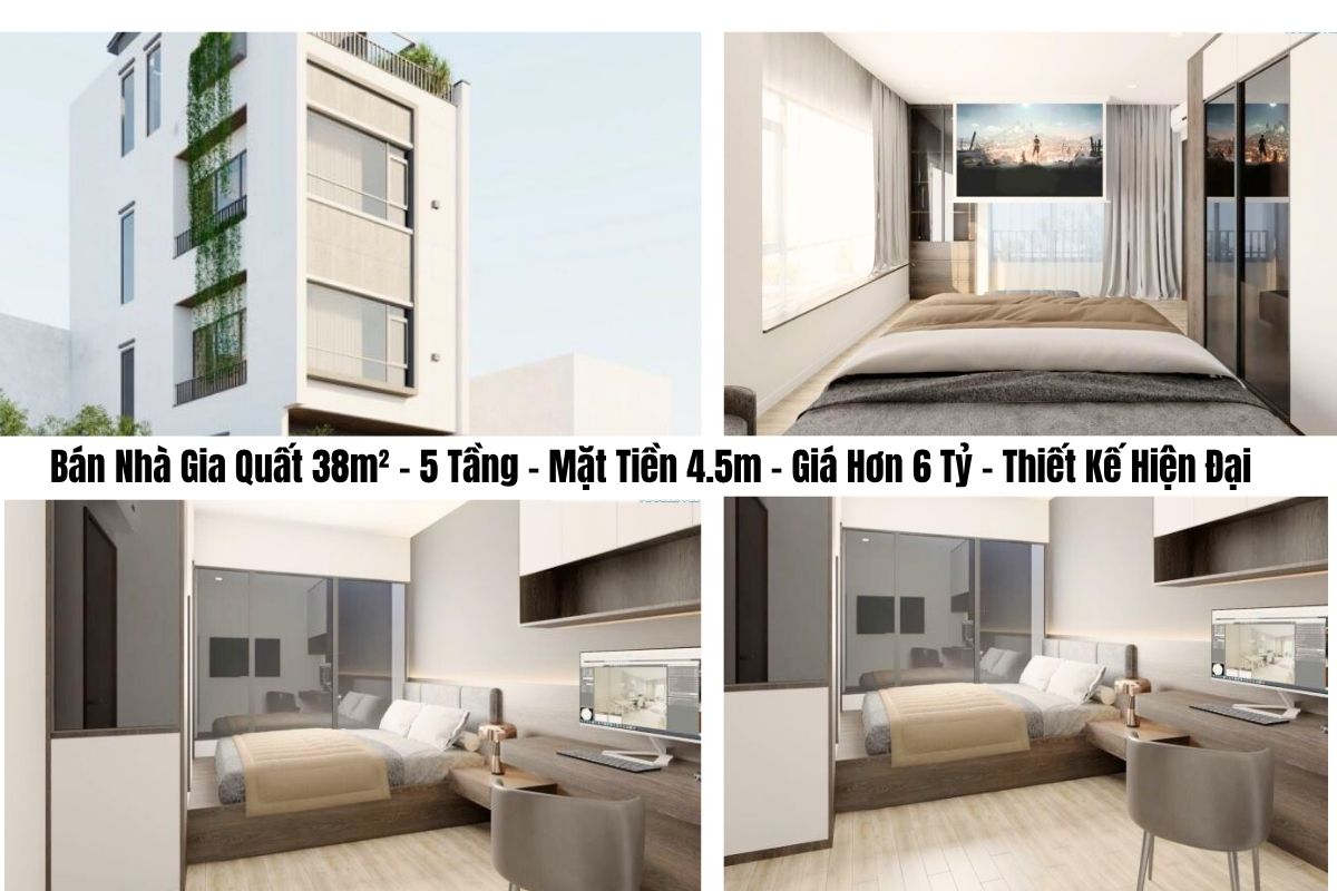 Bán Nhà Gia Quất 38m² – 5 Tầng – Mặt Tiền 4.5m – Giá Hơn 6 Tỷ – Thiết Kế Hiện Đại
