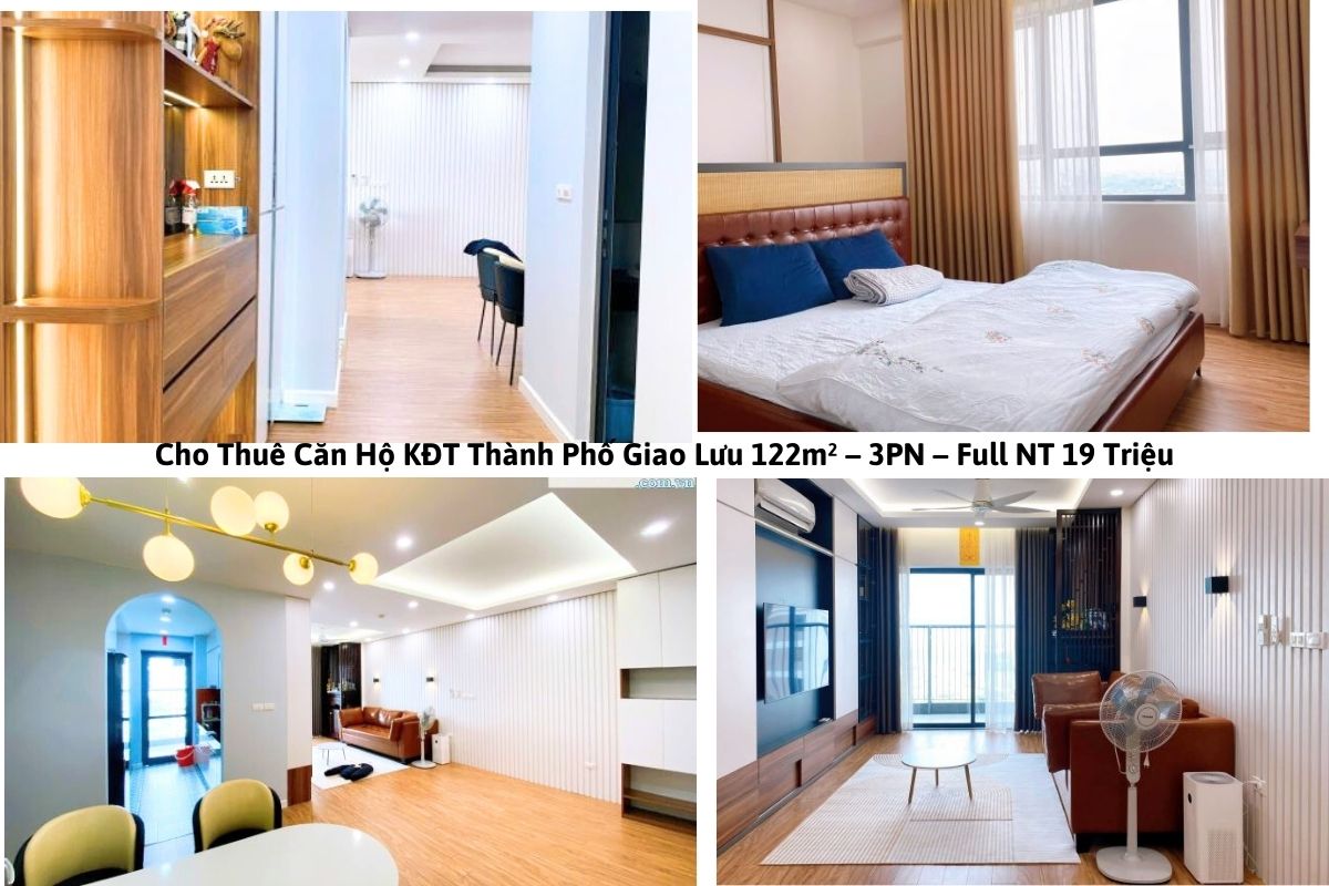 Cho Thuê Căn Hộ KĐT Thành Phố Giao Lưu 122m² – 3PN – Full NT 19 Triệu