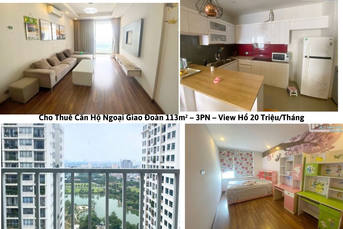 Cho Thuê Căn Hộ Ngoại Giao Đoàn 113m² – 3PN – View Hồ 20 Triệu/Tháng